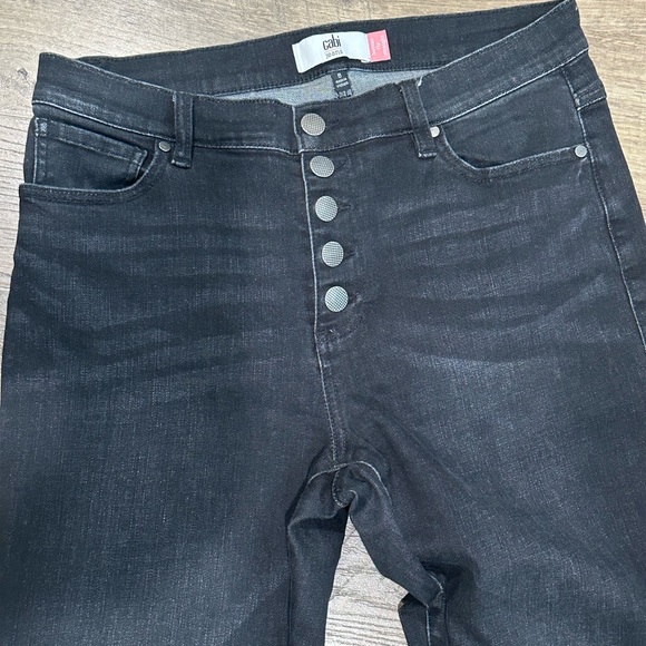 Cabi Womens 4149 Jeans Button Fly Straight Leg Black Stretch Denim Size 8 - Picture 4 of 8